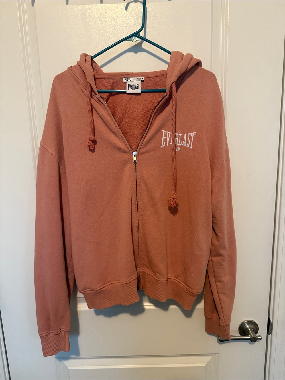 Everlast x Zara Women's Zip-Up Hoodie Jacket in Dusty Rose